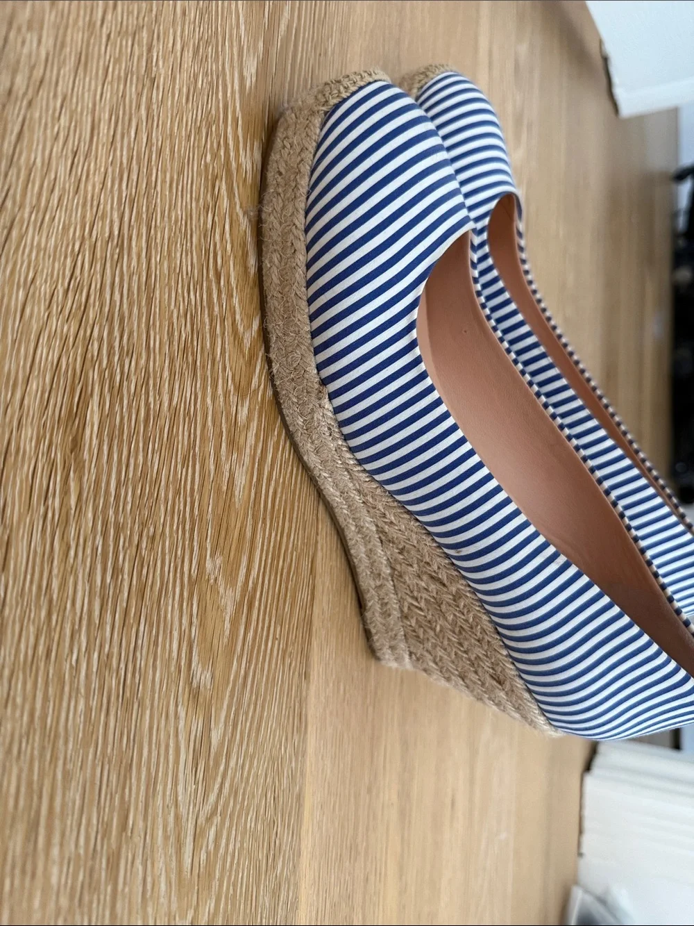 J. Crew Navy and White Striped Women's heels